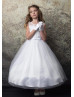 White Scalloped Lace Tulle Amazing Flower Girl Dress